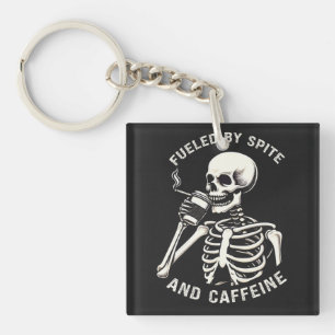 Aangevoed door Spite en Cafeïne Skelet Coffee Love Sleutelhanger
