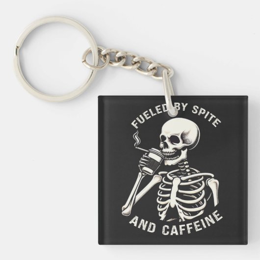 Aangevoed door Spite en Cafeïne Skelet Coffee Love Sleutelhanger (voorkant)