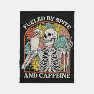Aangevoed door Spite en Cafeïne Skelet Halloween C Fleece Deken
