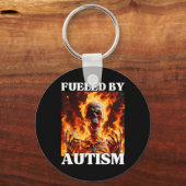Aangevuurd door autisme grappig cringe hard skelet sleutelhanger (Voorkant)