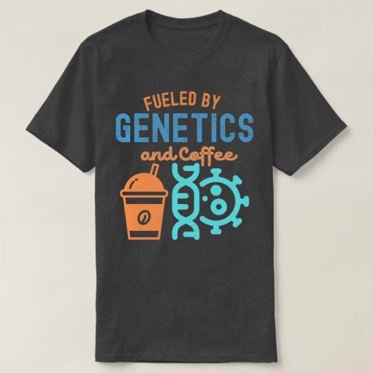 Aangewakkerd door Genetics and Coffee, Genetics Qu T-shirt (Design voorkant)