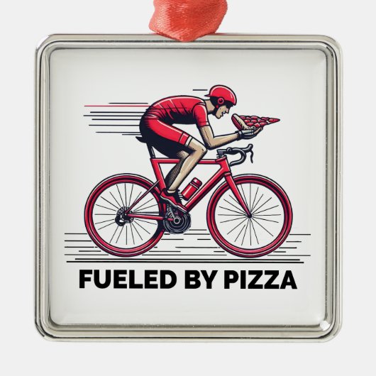 Aangewakkerd door Pizza Cyclist Metalen Ornament (Voorkant)