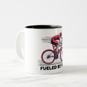 Aangewakkerd door Pizza Cyclist Tweekleurige Koffiemok (Voorkant links)