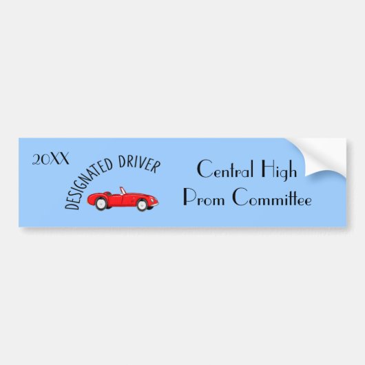 Aangewezen bestuurder Blauwe Bumpersticker (Voorkant)