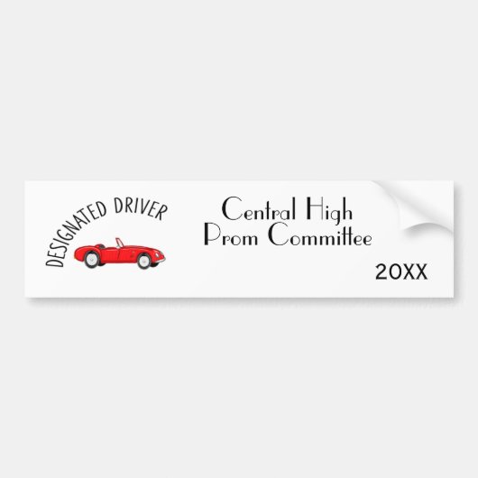 Aangewezen bestuurder Rode en Witte Bumpersticker (Voorkant)