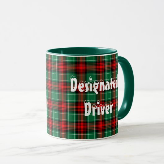 Aangewezen chauffeur Red Green Plaid Coffee Mok (Voorkant rechts)