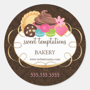 Aangewezen desserts bakkerij verpakking ronde sticker
