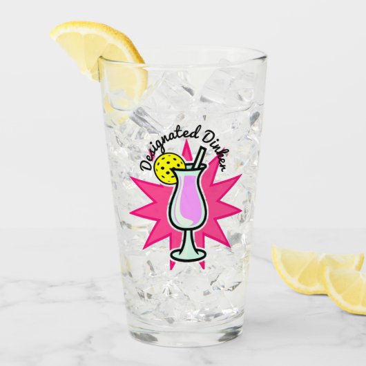 Aangewezen Dinker - Roze Cocktail met Pickleball Glas (Voorkant ijs)