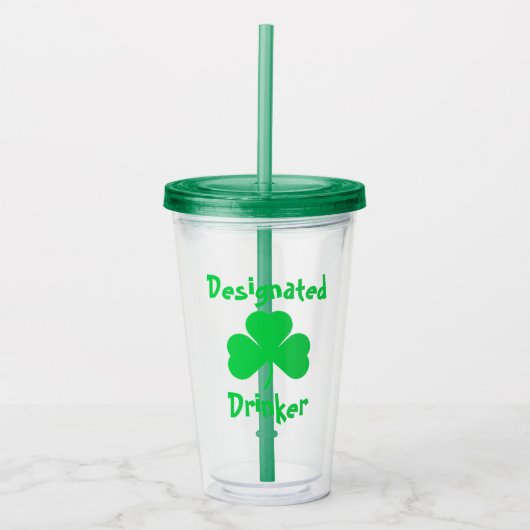 Aangewezen Drinker St Patrick's Day Acryl Drinkbeker (Voorkant)