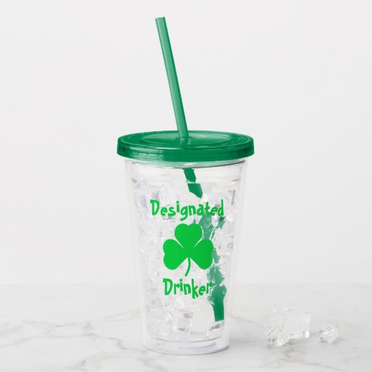 Aangewezen Drinker St Patrick's Day Acryl Drinkbeker (Voorkant ijs)