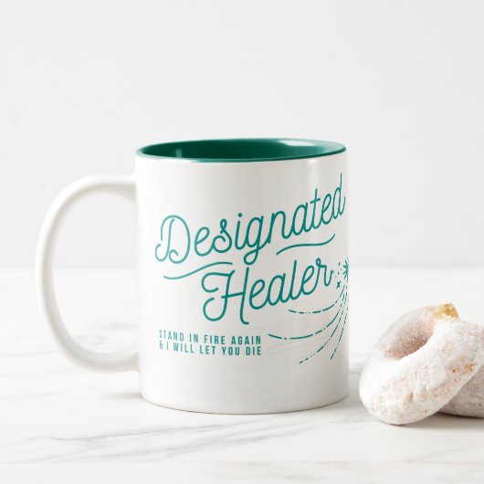 Aangewezen Healer-thee of koffie-Mok voor D&D-vent Tweekleurige Koffiemok (Met donut)