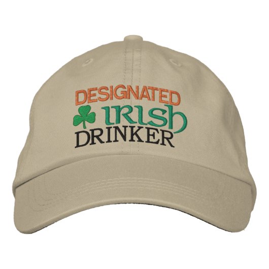 Aangewezen Irish Drinker Embroided Baseball Hat Geborduurde Pet (Voorkant)