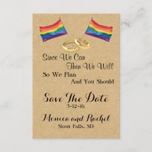 Aangezien wij kunnen:  Het lesbische Huwelijk Save The Date