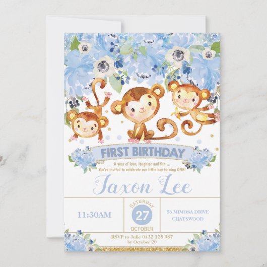 Aangifte blauw Floral Kaart (Voorkant)