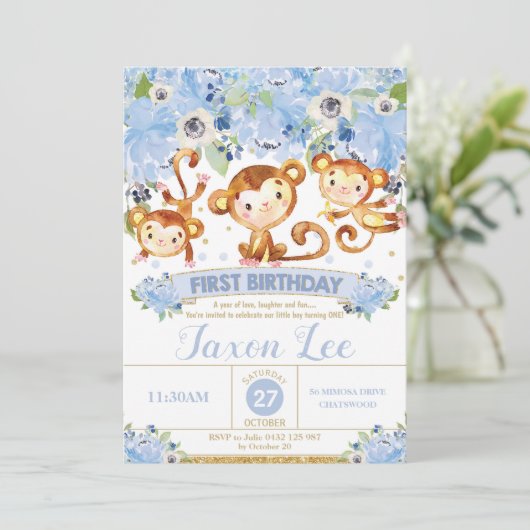 Aangifte blauw Floral Kaart (Staand voorkant)