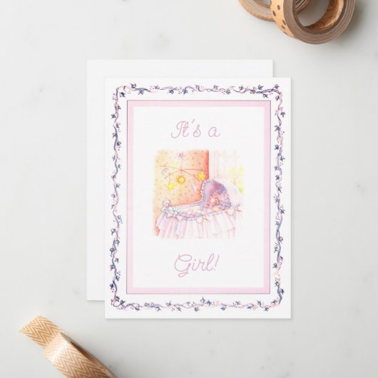 Aangifte geboorte meisje notitiekaartje (Voorkant / Achterkant in situ)