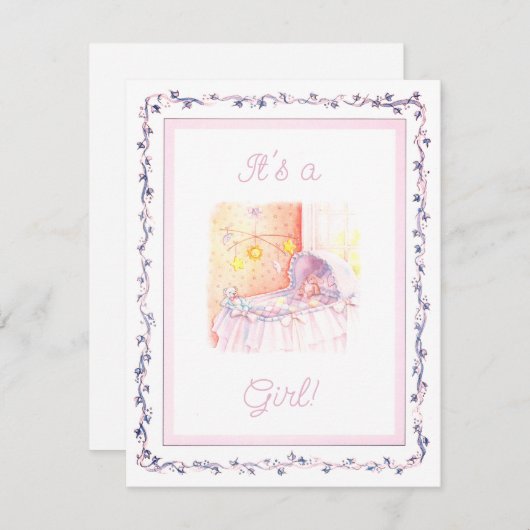 Aangifte geboorte meisje notitiekaartje (Voorkant / Achterkant)