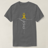 Aanhangsel Kankerbewustzijn Jesus Amber Ribbon Gif T-shirt (Design voorkant)