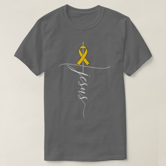 Aanhangsel Kankerbewustzijn Jesus Amber Ribbon Gif T-shirt (Design voorkant)