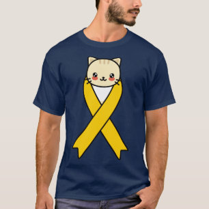 Aanhangsel Kankerbewustzijn Kawaii Cat Amber Ribbo T-shirt