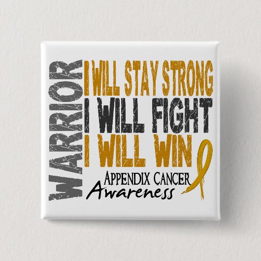 Aanhangsel Kankerwarrior Vierkante Button 5,1 Cm (Voorkant)