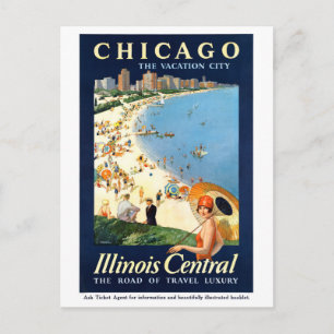 Aanhangsel van Vintage van Chicago Vacation City H Briefkaart