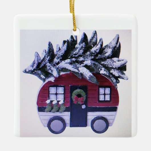 ** AANHANGWAGEN** KERAMISCH ORNAMENT (Voorkant)