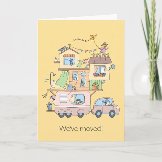 Aanhangwagen Nieuw adres aankondiging geel blanco (Voorkant)