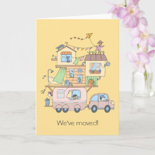 Aanhangwagen Nieuw adres aankondiging geel blanco