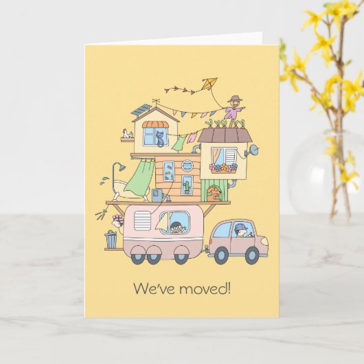 Aanhangwagen Nieuw adres aankondiging geel blanco (Gele Bloem)