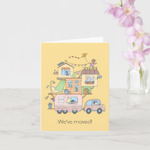 Aanhangwagen Nieuw adres aankondiging geel blanco