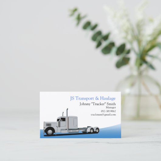 Aanhangwagen Vrachtwagen Vervoer Blauw Visitekaart Visitekaartje (Staand voorkant)