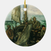 Aanhangwagens van het Zee van Edouard Manet,  kuns Keramisch Ornament (Achterkant)