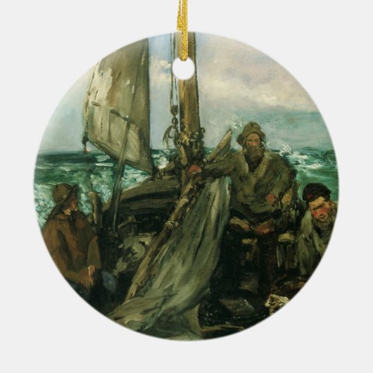 Aanhangwagens van het Zee van Edouard Manet,  kuns Keramisch Ornament (Achterkant)