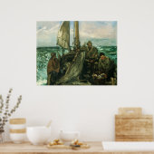 Aanhangwagens van het Zee van Edouard Manet,  kuns Poster (Keuken)