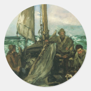 Aanhangwagens van het Zee van Edouard Manet, kuns Ronde Sticker