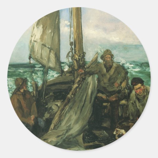 Aanhangwagens van het Zee van Edouard Manet,  kuns Ronde Sticker (Voorkant)