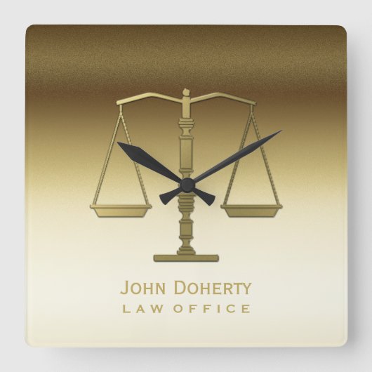 AANHANGWEZIGHEID | Golden Vierkante Klok (Voorkant)