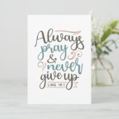 Aanhoudend gebed - Lucas 18:1 Christelijk ontwerp Bedankkaart (Staand voorkant)