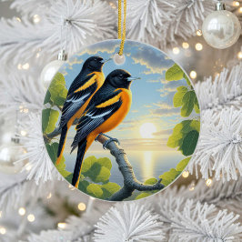 Aanjagelijke Baltimore Oriole Vogel Aandenken Keramisch Ornament