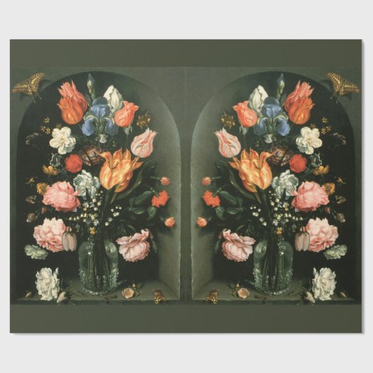  aanjager ontkoppelen Floral Antiek schilderen Cadeaupapier (Vlak)