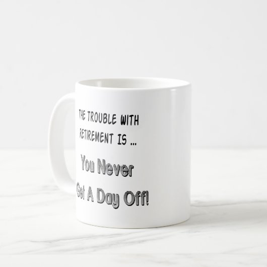 Aanklacht wegens pensionering koffiemok (Voorkant links)