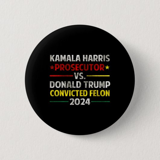 Aanklager Harris vs. Donald Trump veroordeelde mis Ronde Button 5,7 Cm (Voorkant)