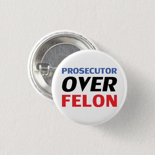 Aanklager over Felon rood blauw modern wit Ronde Button 3,2 Cm (Voorkant /achterkant)