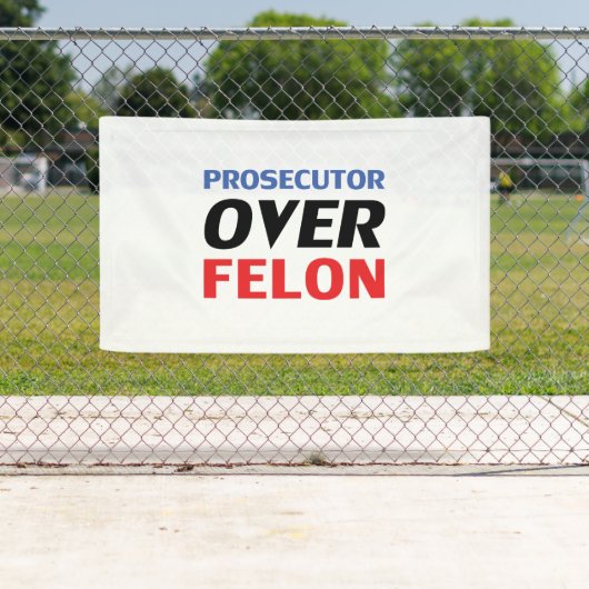 Aanklager over Felon typografie rood wit blauw Spandoek (Insitu)