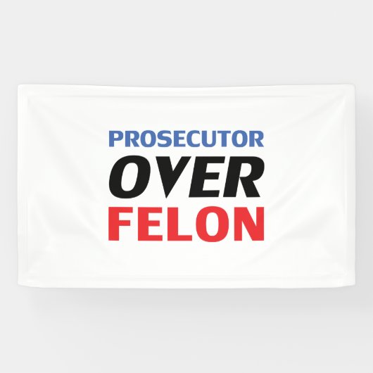 Aanklager over Felon typografie rood wit blauw Spandoek (Horizontaal)