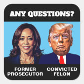 Aanklager Trump Felon van Kamala Harris Vierkante Sticker (Voorkant)