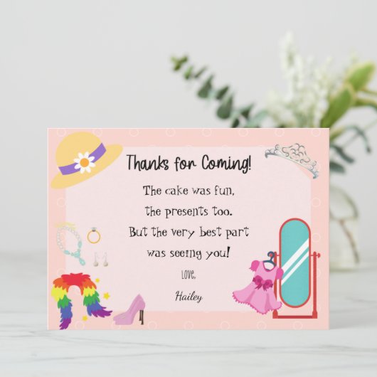 Aankleden Mode Dank u kaart (Staand voorkant)