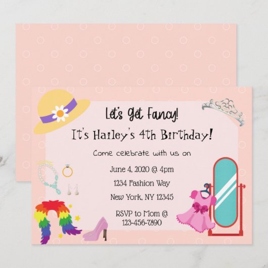 Aankleden Mode Party Uitnodiging (Voorkant / Achterkant)