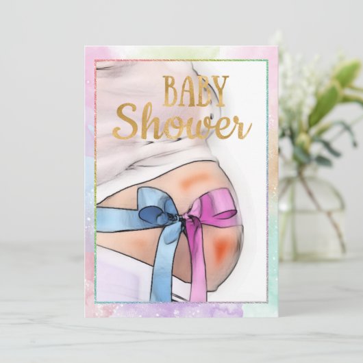Aankomende moeder Baby shower uitnodiging (Staand voorkant)